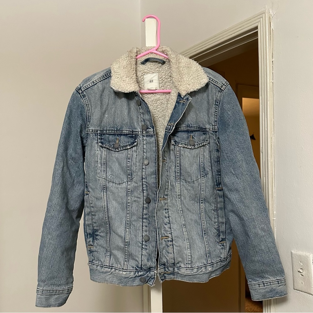 H&M Blue Sherpa Lined Denim Jacket